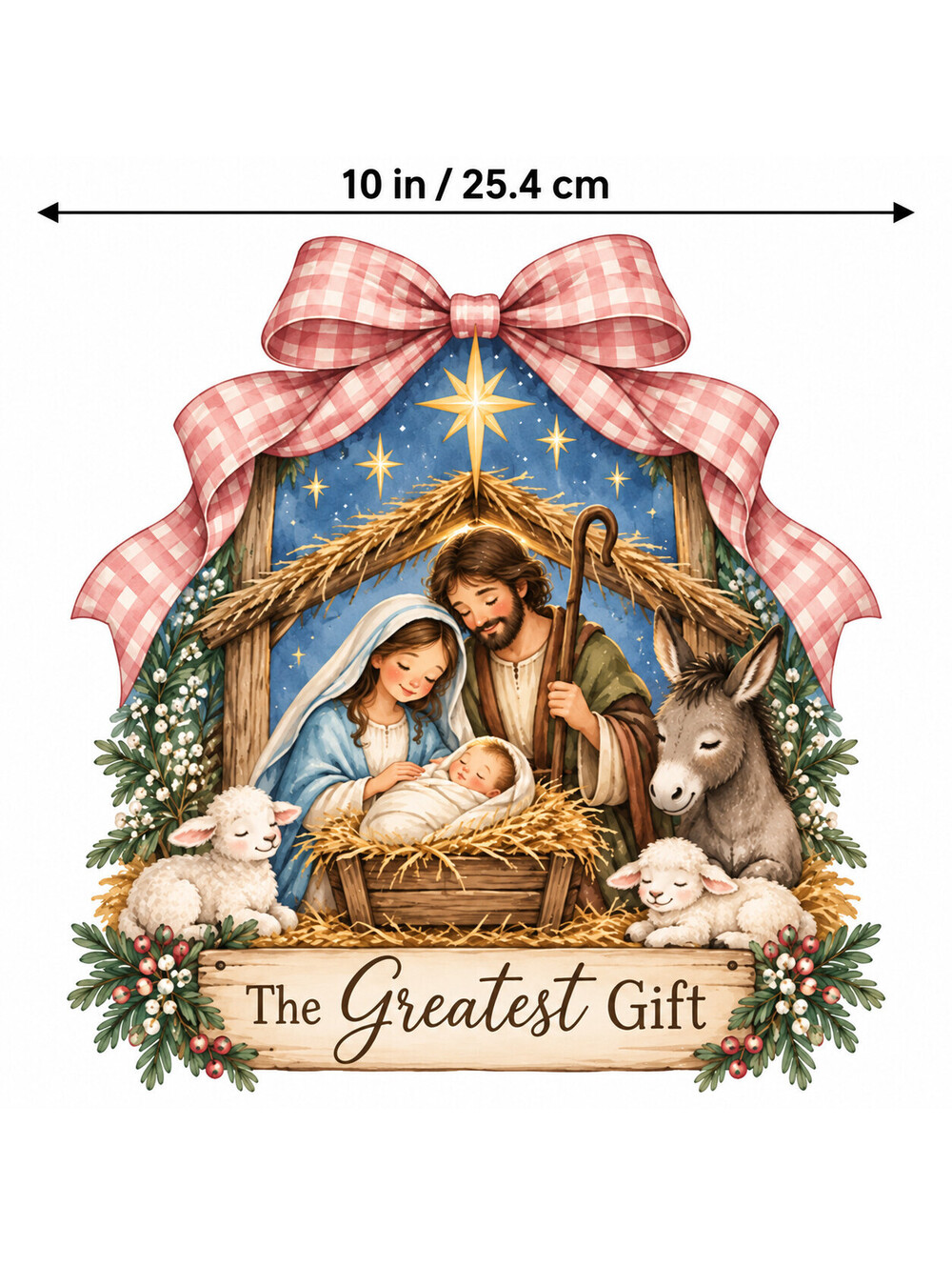 4PCS 10in Greatest Gift Nativity Christmas DTF Transfers